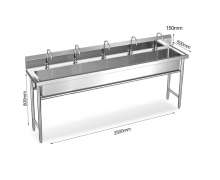 อ่างล้างมือสแตนเลส หลุมยาว ขนาด 50*250*80+150 ซม. 0