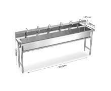 อ่างล้างมือสแตนเลส หลุมยาว ขนาด 50*250*80+150 ซม. 0