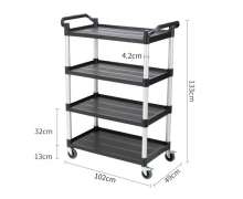 รถเข็นพลาสติก4ชั้น ขนาด 480*1030*1320 mm.รับน้ำหนักได้ 200กก 50กกต่อชั้น