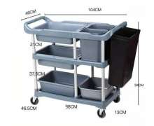 รถเข็น 3 ชั้น พลาสติก CW-066-5-8 พร้อมถังขนาดใหญ่