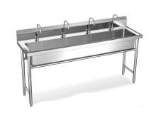 ซิงค์สแตนเลส หลุมยาว อ่างล้างหลุมยาว ก็อกอัตโนมัติ 4ก็อก 0