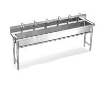 ซิงค์สแตนเลส หลุมยาว อ่างล้างหลุมยาว ก็อกอัตโนมัติ 6ก็อก 0