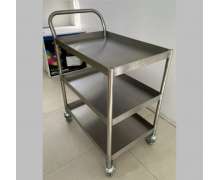 (หนา1.2มิล)รถเข็นสแตนเลส 3 ชั้น CW-066 (ขนาดถาด 60 x 40 สูง x 90ซม.) เกรด304 โครงเชื่อมแข็งแรงไม่ประกอบน็อคดาว 