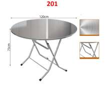 โต๊ะสแตนเลสกลมพับเก็บได้ 120 ซม(สูง) 72 ซม เกรด304