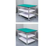 โต๊ะอลูมิเนียม 3 ชั้นกันไฟฟ้าสถิตย์ ปูพื้นด้วยแผ่นยาง ESD 0