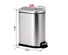 ถังขยะสแตนเลส10ลิตรวางในที่แคบ ขนาด 31*18.7*สูง39ซม. 0