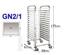 รถเข็นถาดอาหารสแตนเลส 15-16 ชั้น ใช้กับถาด ถาด G/N 2/1 สแตนเลสหนา 1.2 มิล ล้อขนาด 4 นิ้ว ขนาดถาด 530*650 mm