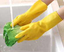 ถุงมือยางสีเหลือง ใช้งานเอนกประสงค์ ทำความสะอาดกันบาด ยาว 32 ซม 75g