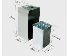 ถังขยะสแตนเลสฝาแกว่งด้านบน  ราคาต่อใบ ทรงสี่เหลี่ยม ขนาด 35*35 สูง 75 ซม.วางต่อกับเป็นถังขยะแยกประเภทได้