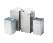 ถังขยะสแตนเลสฝาแกว่งด้านบน  ราคาต่อใบ ทรงสี่เหลี่ยม ขนาด 35*35 สูง 75 ซม.วางต่อกับเป็นถังขยะแยกประเภทได้