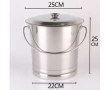 ถังสแตนเลสมีหูหิ้ว หนา 0.8 มิล เกรด304 ขนาด 22*25 สูง 25(11ลิตร)/24*26 สูง 30 ซม(15ลิตร)/*28*30 สู35 ซม.(23ลิตร)