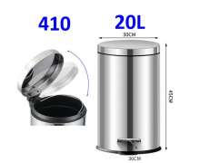 ถังขยะสแตนเลส20ลิตร มีล้อ ฝาsoft close สแตนเลส เกรด410