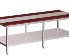 โต๊ะสแตนเลสติดเขียงสีแดง 