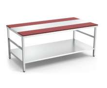 โต๊ะสแตนเลสติดเขียงสีแดง 