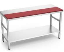 โต๊ะสแตนเลสติดเขียงสีแดง 