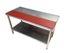 โต๊ะสแตนเลสติดเขียงสีแดง 