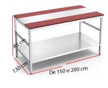 โต๊ะสแตนเลสติดเขียงสีแดง 