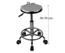 เก้าอี้ทางการแพทย์,29*48-68ซม.เก้าอี้สแตนเลสหัวกลม,มีล้อ เกรด 304 รับน้ำหนักด้ 180 กก