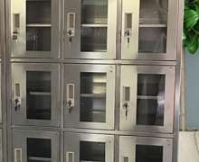ตู้ล็อคเกอร์สแตนเลส ประตูกระจก 15 ช่อง ขนาด 420*900 สูง 1800 mm.