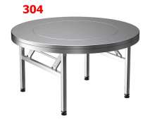 โต๊ะสแตนเลสแบบกลม กลางโต๊ะหมุนได้ เกรด304 ขาพับเก็บได้