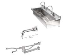 อ่างล้างมือสแตนเลสติดผนัง หรือ อ่างล้างมือสแตนเลส แขวนผนัง ติดก็อกอัตโนมัติเข่าดัน 0