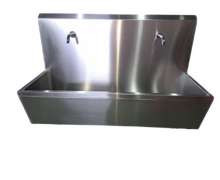 อ่างล้างมือสแตนเลสติดผนัง หรือ อ่างล้างมือสแตนเลส แขวนผนัง ติดก็อกอัตโนมัติเข่าดัน