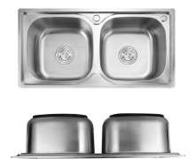 ซิงค์สแตนเลส 2 หลุม หนา 1.0มิล ขนาด 78*43 ลึก 21 cm.