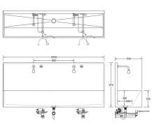 ซิงค์สแตนเลสเข่าดัน แขวนผนัง 1 หลุมยาว ขนาด 2000*535*875 mm.