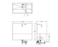 ซิงค์สแตนเลสเข่าดัน แขวนผนัง 1 หลุมยาว ขนาด 1000*535*875 mm.