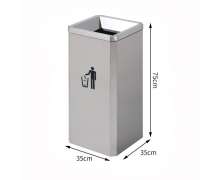 ถังขยะสแตนเลส มีช่องทิ้งด้านบน เกรด พรีเมี่ยม ขนาด 35*35*75 ซม. 0