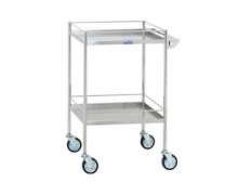 รถเข็นสแตนเลส2ชั้นมีราวกัน4ด้าน ถาดหงาย ขนาด ขนาด 15" x 21" x สูง 32" (นิ้ว) ล้อขนาด 3" (นิ้ว) 0