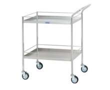 รถเข็นสแตนเลส2ชั้นมีราวกัน4ด้าน ถาดหงาย ขนาด 17" x 29" x สูง 32" (นิ้ว) ล้อขนาด 3" (นิ้ว) 0