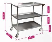 รถเข็นสแตนเลส 3 ชั้น ขนาด 45*73 สูง 80 ซม.