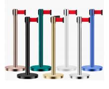 เสากั้นทางเดินสแตนเลสสีโรสโกลด์ สายดึงกลับ 