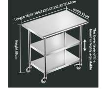 โต๊ะสแตนเลส 3 ชั้น มีล้อ