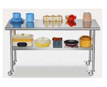 โต๊ะสแตนเลส 2 ชั้น มีล้อ