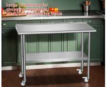 โต๊ะสแตนเลส 2 ชั้น มีล้อ