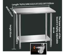 โต๊ะสแตนเลส 2 ชั้น มีล้อ