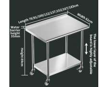 โต๊ะสแตนเลส 2 ชั้น มีล้อ