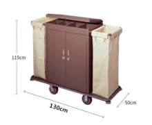 รถเข็นแม่บ้าน เหล็กพ่นสีน้ำตาล มีถุงผ้า 2 ใบ ขนาด 50*130 สูง 115 ซม. 0