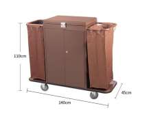 รถเข็นแม่บ้าน เหล็กพ่นสีน้ำตาล มีถุงผ้า 2 ใบ ขนาด 45*140 สูง 110 ซม. 0