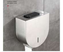 กล่องใส่กระดาษทิชชู จัมโบโรลสแตนเลสมีที่วางของด้านบน ทรงกลม ติดผนัง ขนาด 26*12*25.5 cm 0