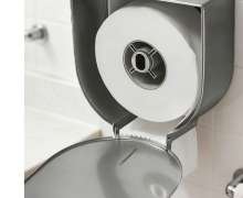 กล่องใส่กระดาษทิชชู จัมโบโรลสแตนเลสมีที่วางของด้านบน ทรงกลม ติดผนัง ขนาด 26*12*25.5 cm