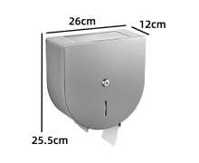 กล่องใส่กระดาษทิชชู จัมโบโรลสแตนเลสมีที่วางของด้านบน ทรงกลม ติดผนัง ขนาด 26*12*25.5 cm