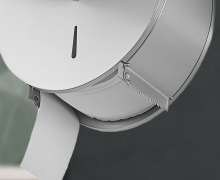 กล่องใส่กระดาษทิชชู จัมโบโรลสแตนเลสมีที่วางของด้านบน ทรงกลม ติดผนัง ขนาด 26*12*25.5 cm