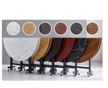 โต๊ะกลมพับเก็บได้ โต๊ะoval table  โต๊ะกลมรูปไข่ มี 4 ขนาด ให้เลือก พื้นผิวสีไม้