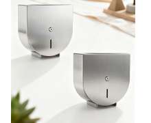 กล่องใส่กระดาษทิชชู จัมโบโรลสแตนเลสมีที่วางของด้านบน ทรงกลม ติดผนัง ขนาด 26*12*25.5 cm