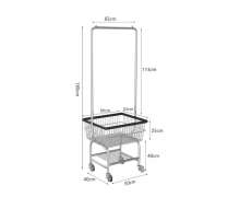 ตะกร้าใส่ผ้ามีราวแขวน เหล็กชุบโครเมี่ยม  ขนาด 53*60 สูง 60 ซม. 0