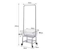 ตะกร้าใส่ผ้ามีราวแขวน สแตนเลส 304  ขนาด 40*60 สูง 180 ซม.