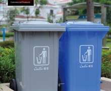 ถังขยะพลาสติกมีล้อ2ล้อ สีเทา